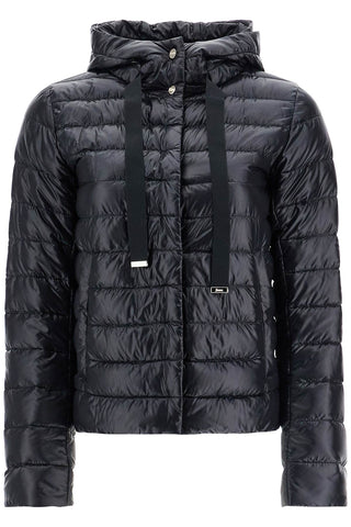 HERNO ultra-lightweight black nylon down jacket with hood