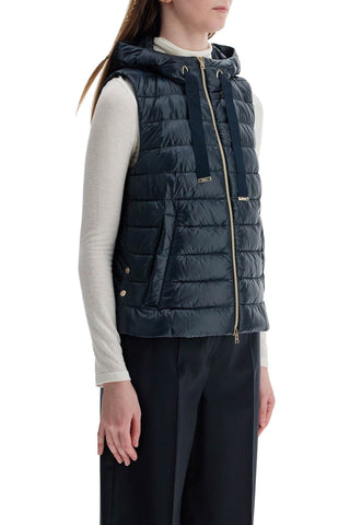 HERNO men's dark blue polyamide gilet with hood