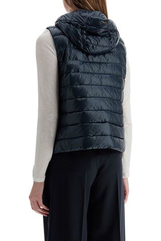 HERNO men's dark blue polyamide gilet with hood