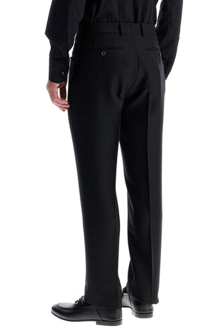 Tom Ford regular fit black wool and silk trousers