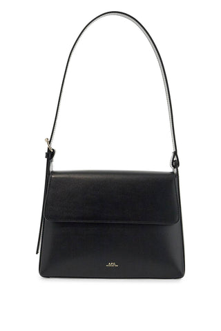 A.P.C. minimalist black leather women's bag with shoulder strap and flap closure