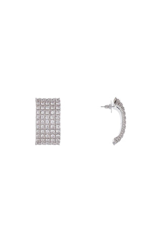 Self Portrait rectangular chain earrings with cubic zirconia in silver