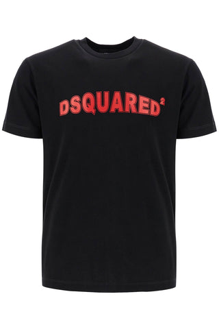 Dsquared2 men's black cotton t-shirt with red logo