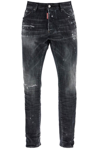 Dsquared2 black cotton jeans with white paint splatters