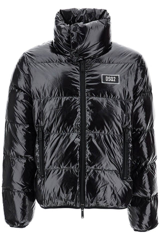 Dsquared2 lightweight black padded nylon jacket with high collar