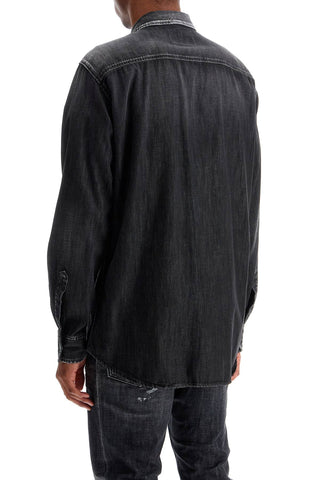 Dsquared2 black cotton shirt with contrast stitching