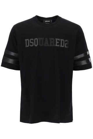 Dsquared2 t-shirt with faux leather inserts