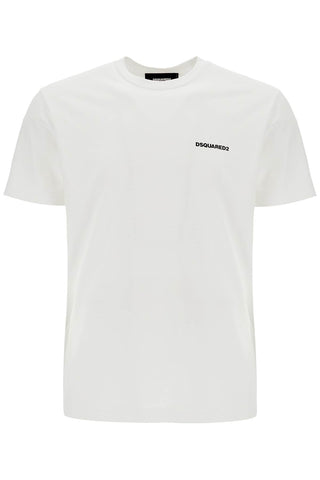 Dsquared2 men's white cotton t-shirt with embroidered logo