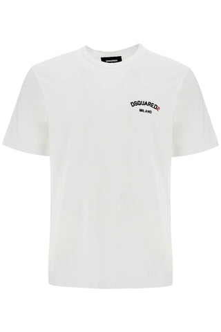 Dsquared2 white cotton t-shirt with embroidered logo