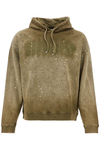 Dsquared2 olive green cotton hoodie with original print