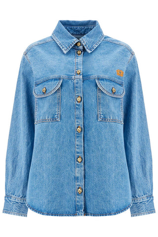 Blaze Milano blue denim shirt in cotton with high collar