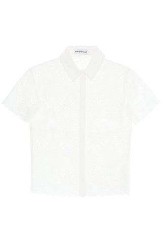 Self Portrait short-sleeved sangallo lace shirt