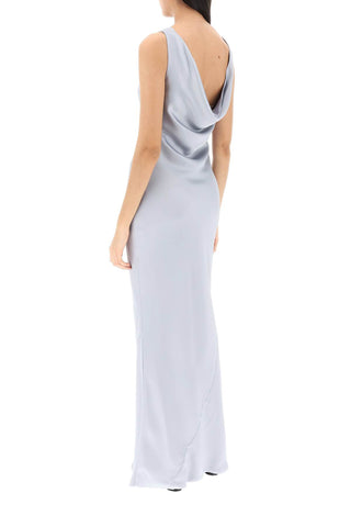 Norma Kamali drape neck satin gown