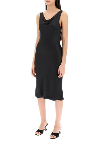 Norma Kamali drape neck satin dress