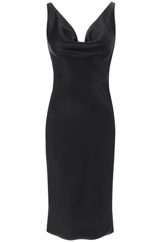 Norma Kamali drape neck satin dress