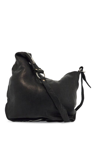 Guidi black horse leather crossbody bag with zip