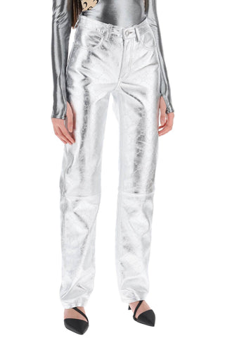 Marine Serre moonogram pants in laminated leather