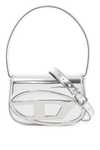 Diesel metallic silver shoulder bag 1dr compact with adjustable strap