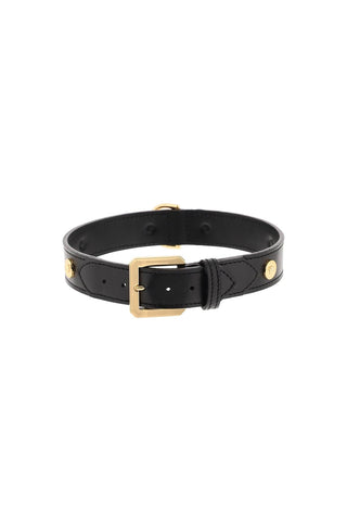 Versace Leather Collar With Medusa Studs - Large