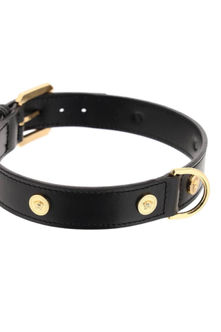 Versace Leather Collar With Medusa Studs - Large