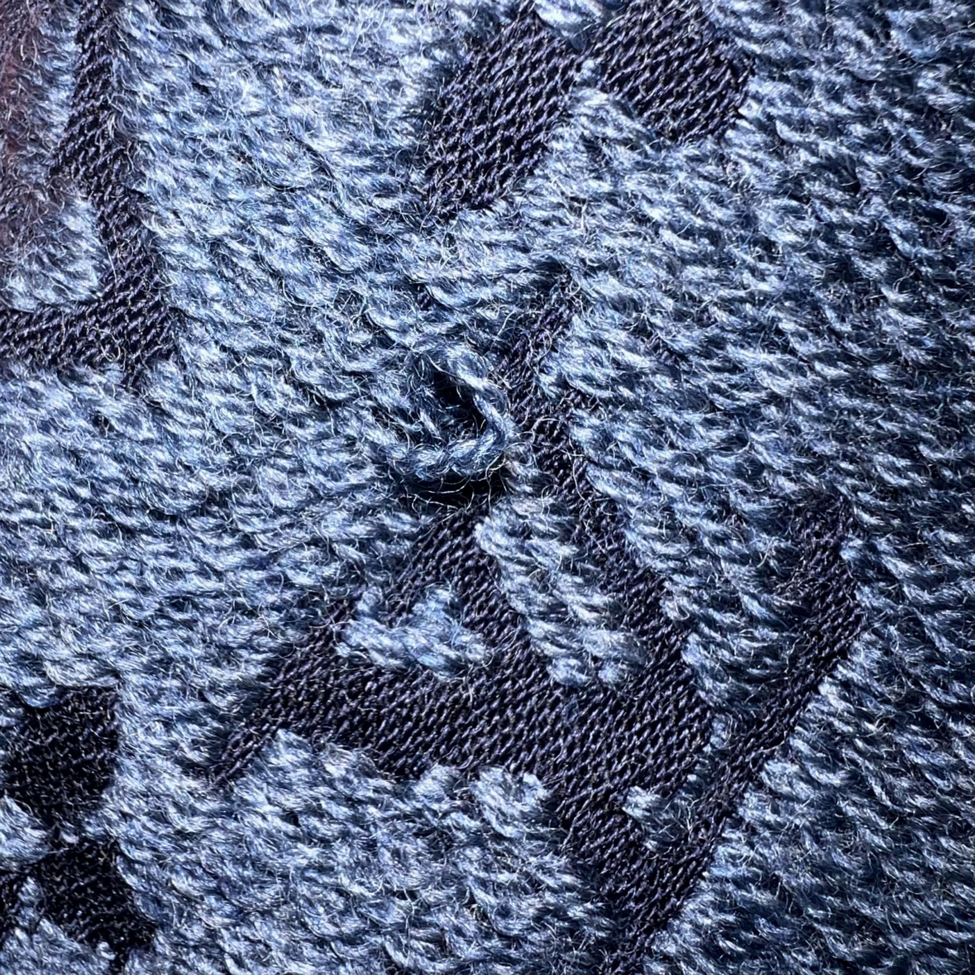 Louis Vuitton Classic Monogram Logo Navy Wool Fringe Scarf