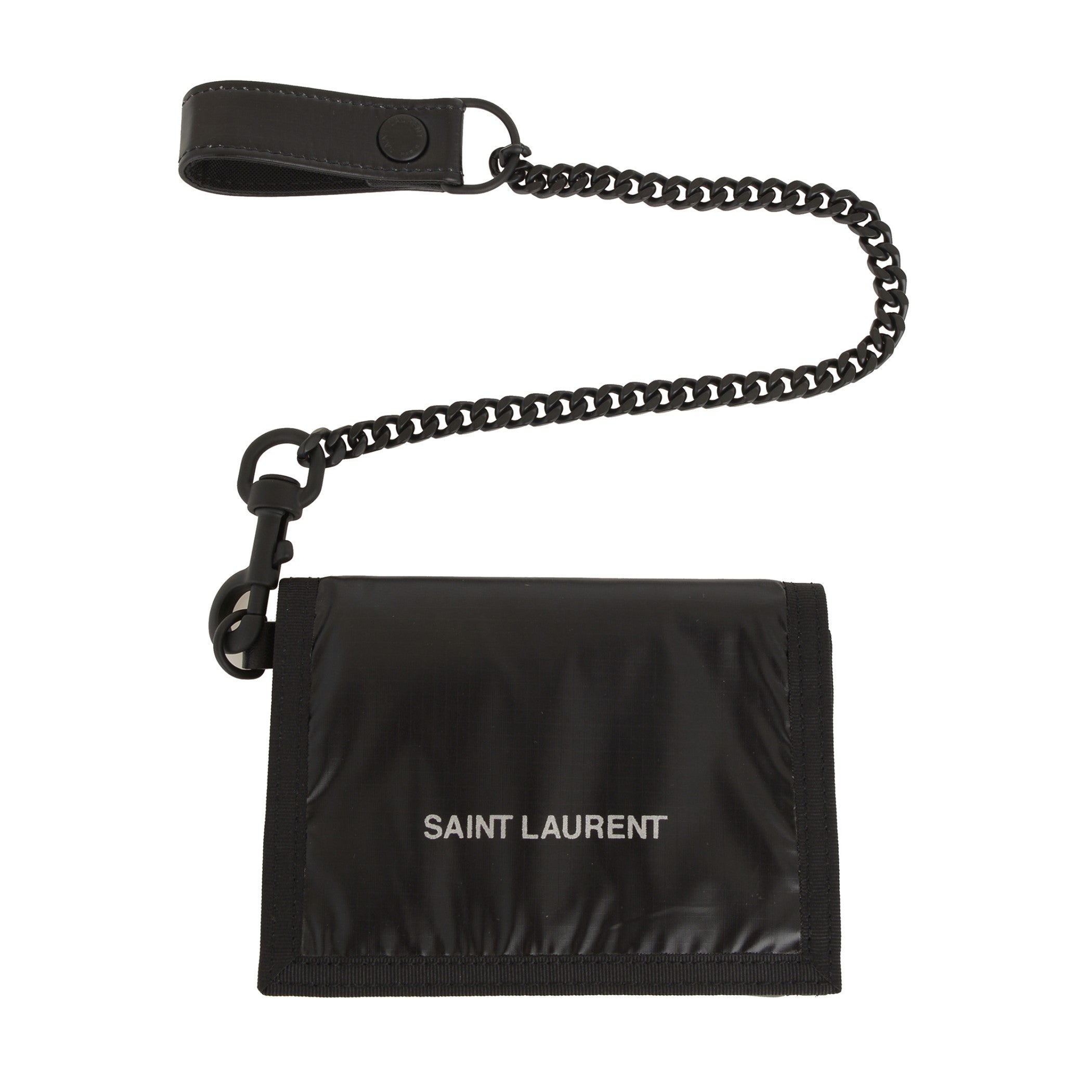 Saint Laurent Nuxx Black Nylon Chain Trifold Wallet 584378