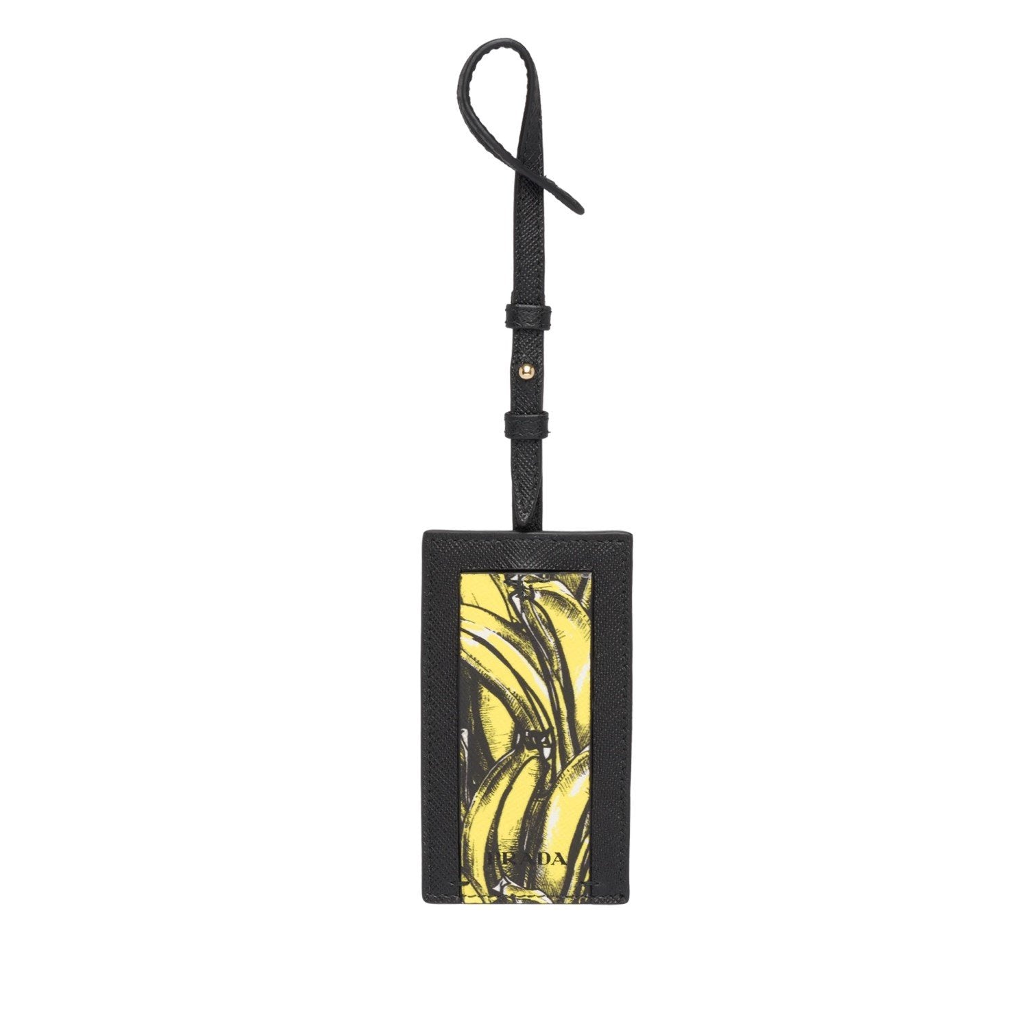Prada Banana Saffiano Leather Name Tag Keychain Iconic Prada