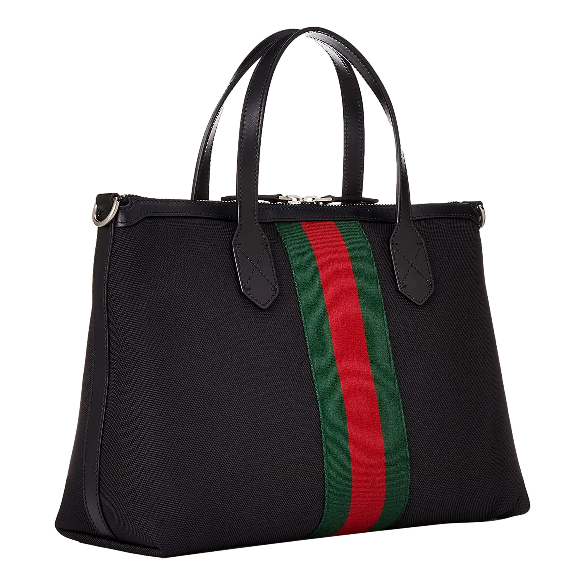 Gucci Techno Web Stripe Black Canvas Large Crossbody Duffle Bag