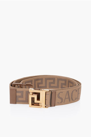 Versace All-Over Embroidered Logo Fabric Belt 40mm