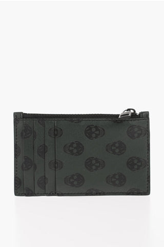 Alexander McQueen All-Over Skulls Leather Crad Holder with Zip