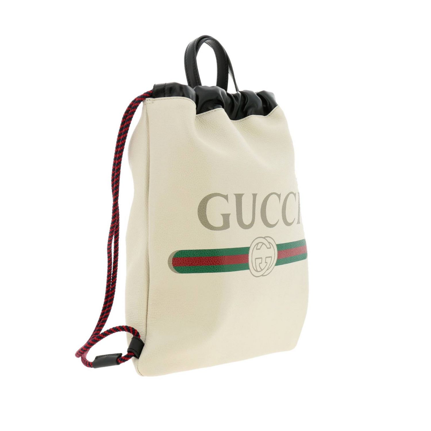 Gucci Zaino White Cripto Logo Drawstring Backpack 523586