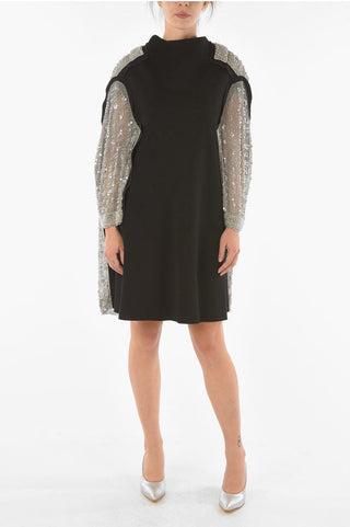 Maison Margiela Beaded Sequined Back and Sleeve Midi Dress