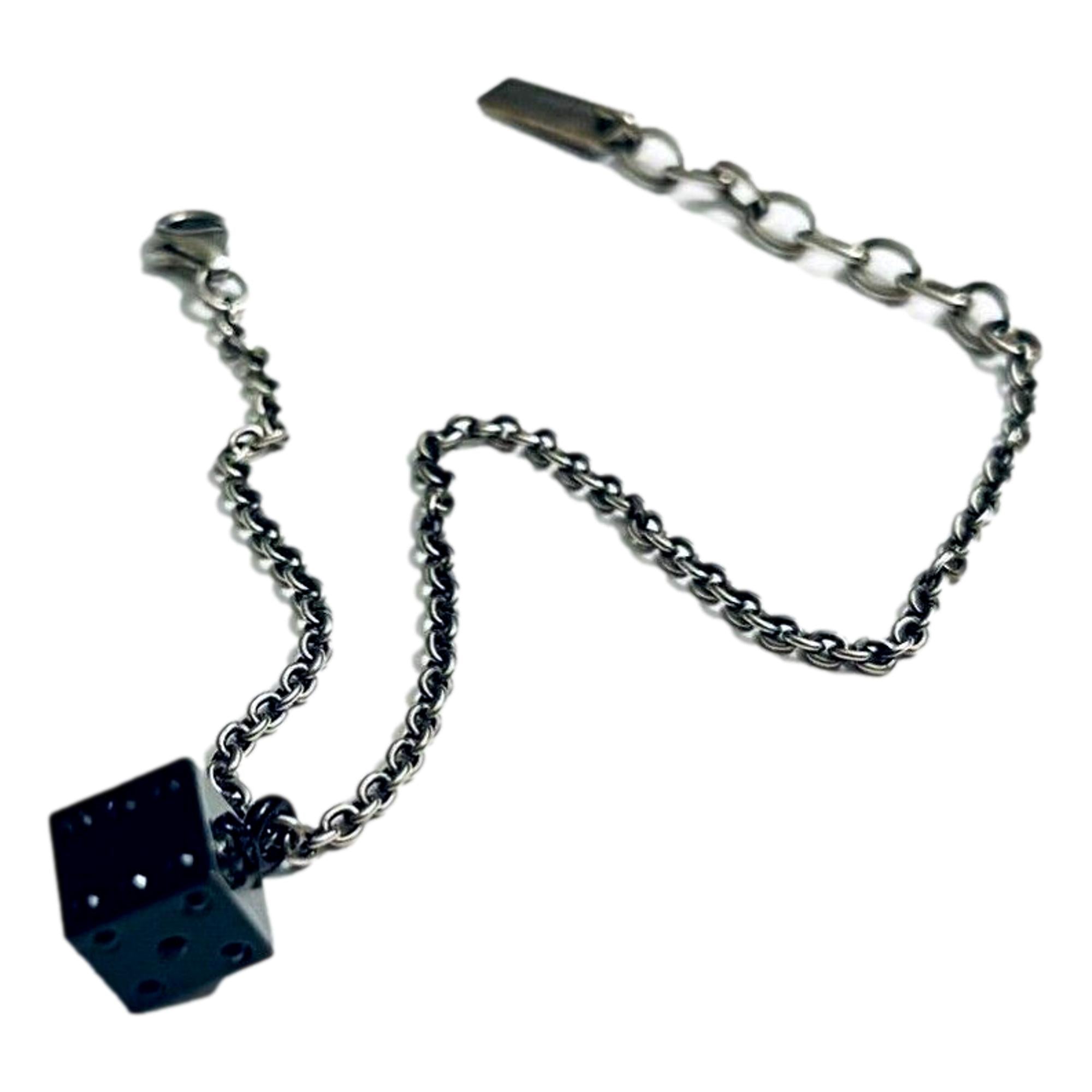Saint Laurent Des Toile Viscose Radio Silver Black Chain Bracelet
