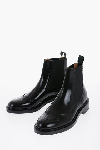 Dior Brushed Leather EVIDENCE Chelsea Boots With Brogues Details