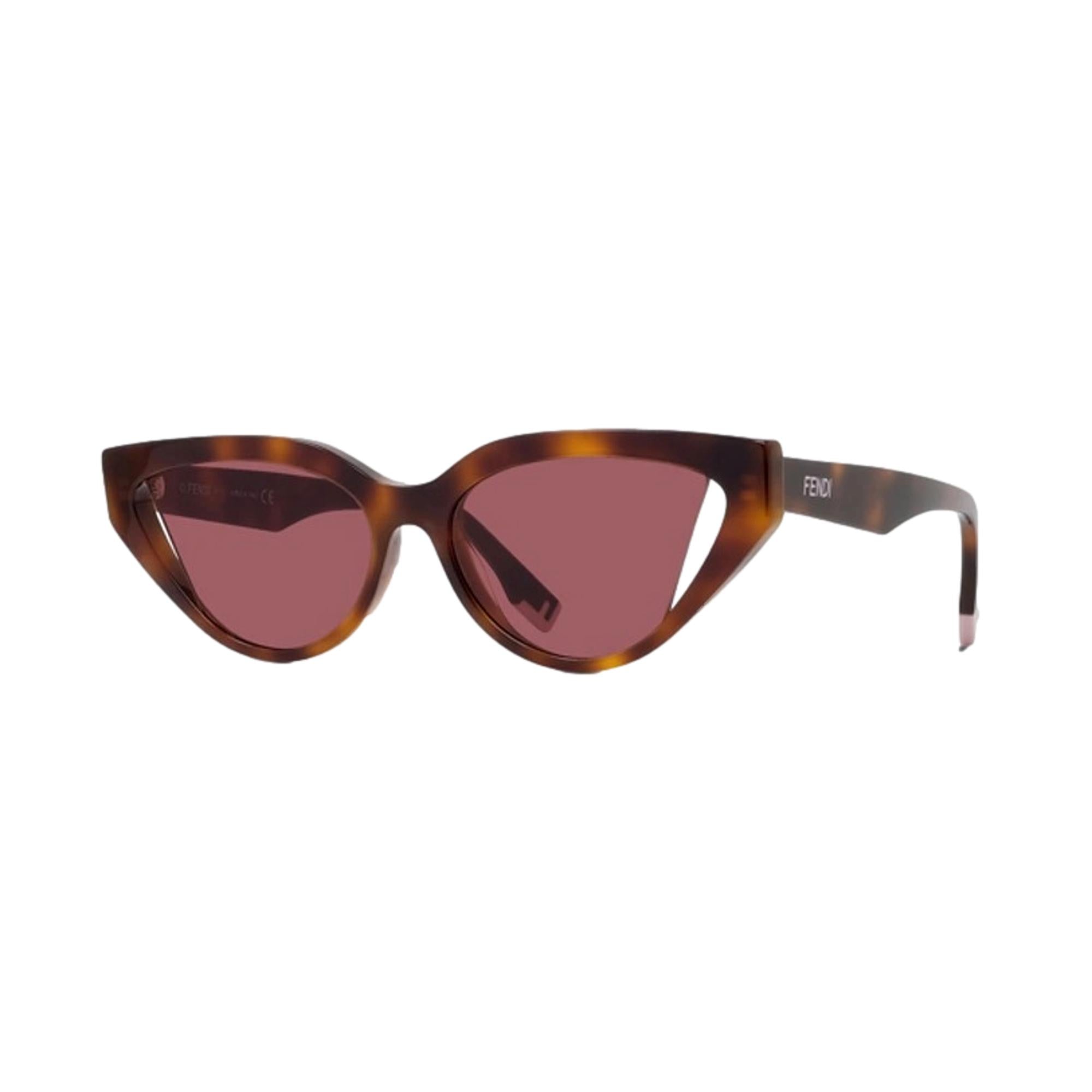 Fendi Way Pink Lenses Tortoise Shell Acetate Cat Eye Frame Sunglasses
