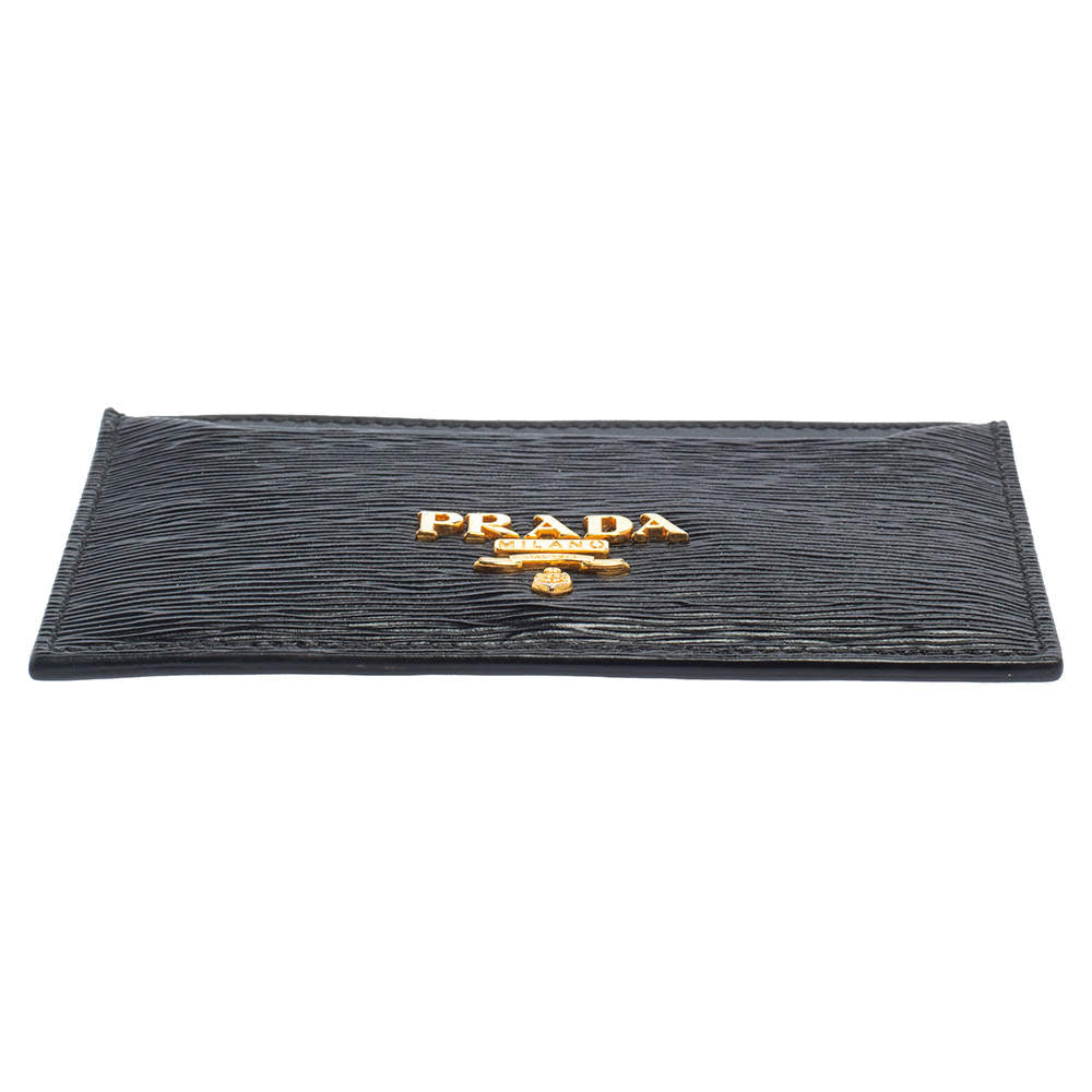 Prada Vitello Move Black Leather Small Card Holder Case Wallet