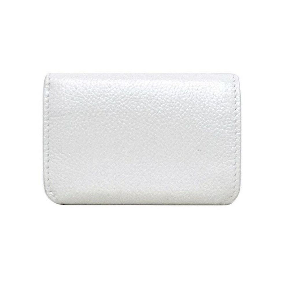 Balenciaga Everyday White Leather Logo Mini Trifold Wallet 593813