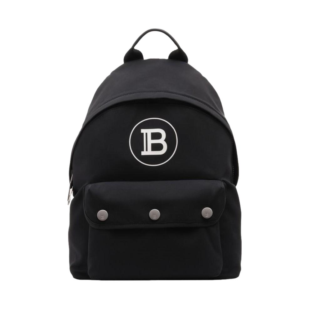 Balmain B-Back Black Nylon White Logo Backpack