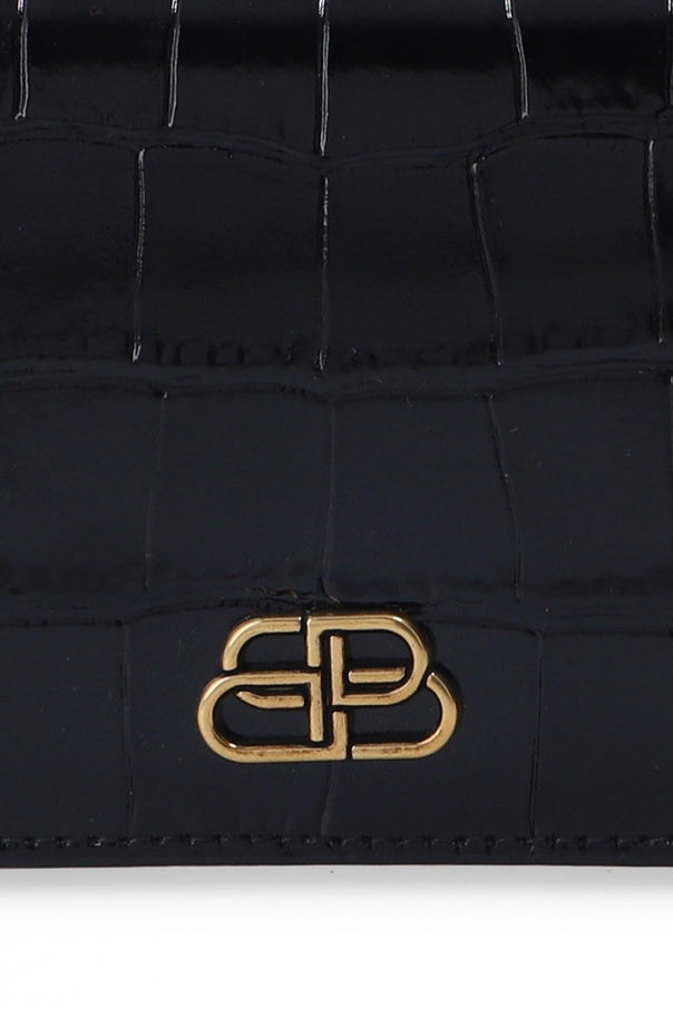 Balenciaga Черный кошелек из телячьей кожи с тиснением под крокодила 601474