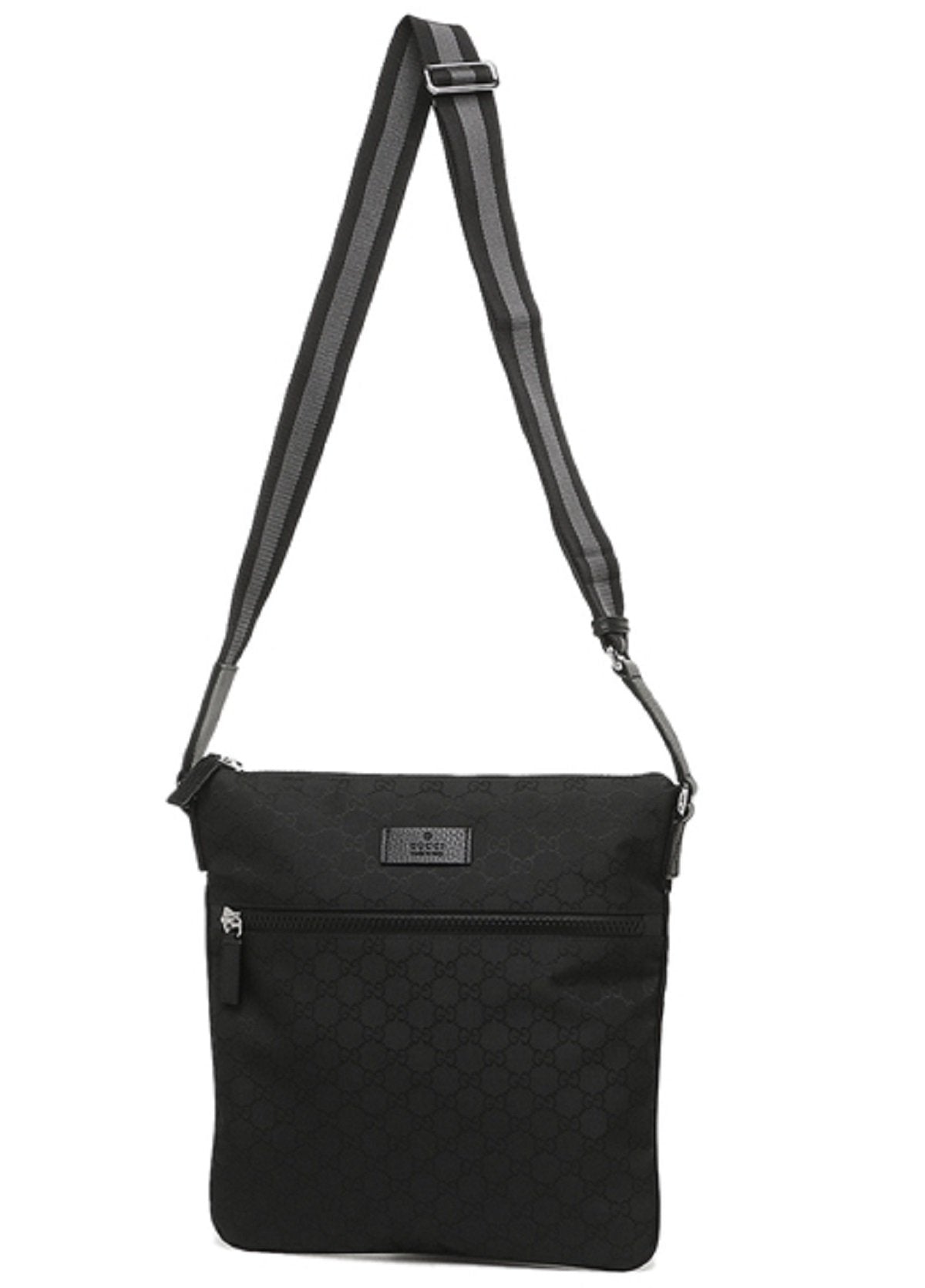 Gucci Unisex GG Guccissima Web Black Canvas Messenger Bag Crossbody