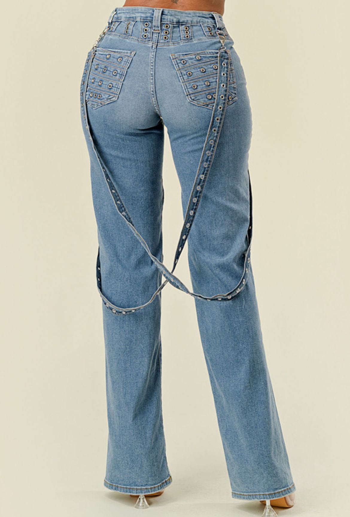 Grommet Denim Jeans