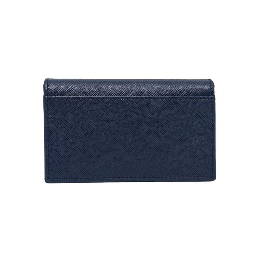 Prada Mens Saffiano Flap Card Holder Wallet Baltico Blue