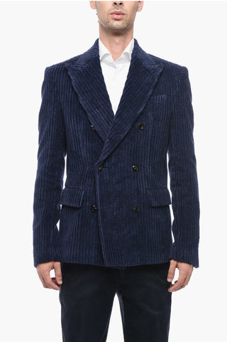 Amiri Corduroy Double Breaste Blazer with Flap Pocket