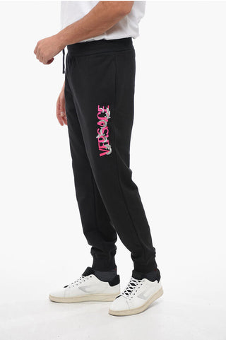 Versace Cotton Sweatpants with Flocked Logo