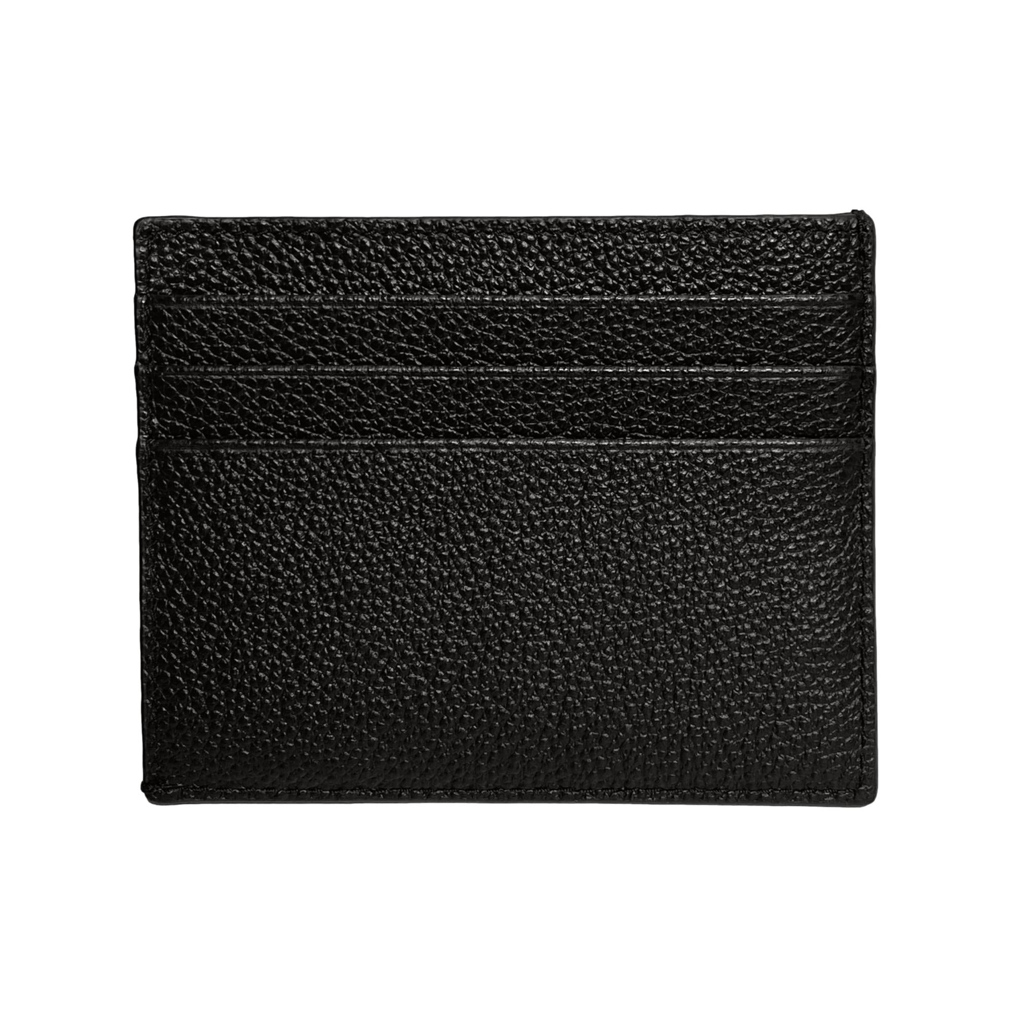 Prada Vitello Micro Grain Leather Black Card Holder Wallet