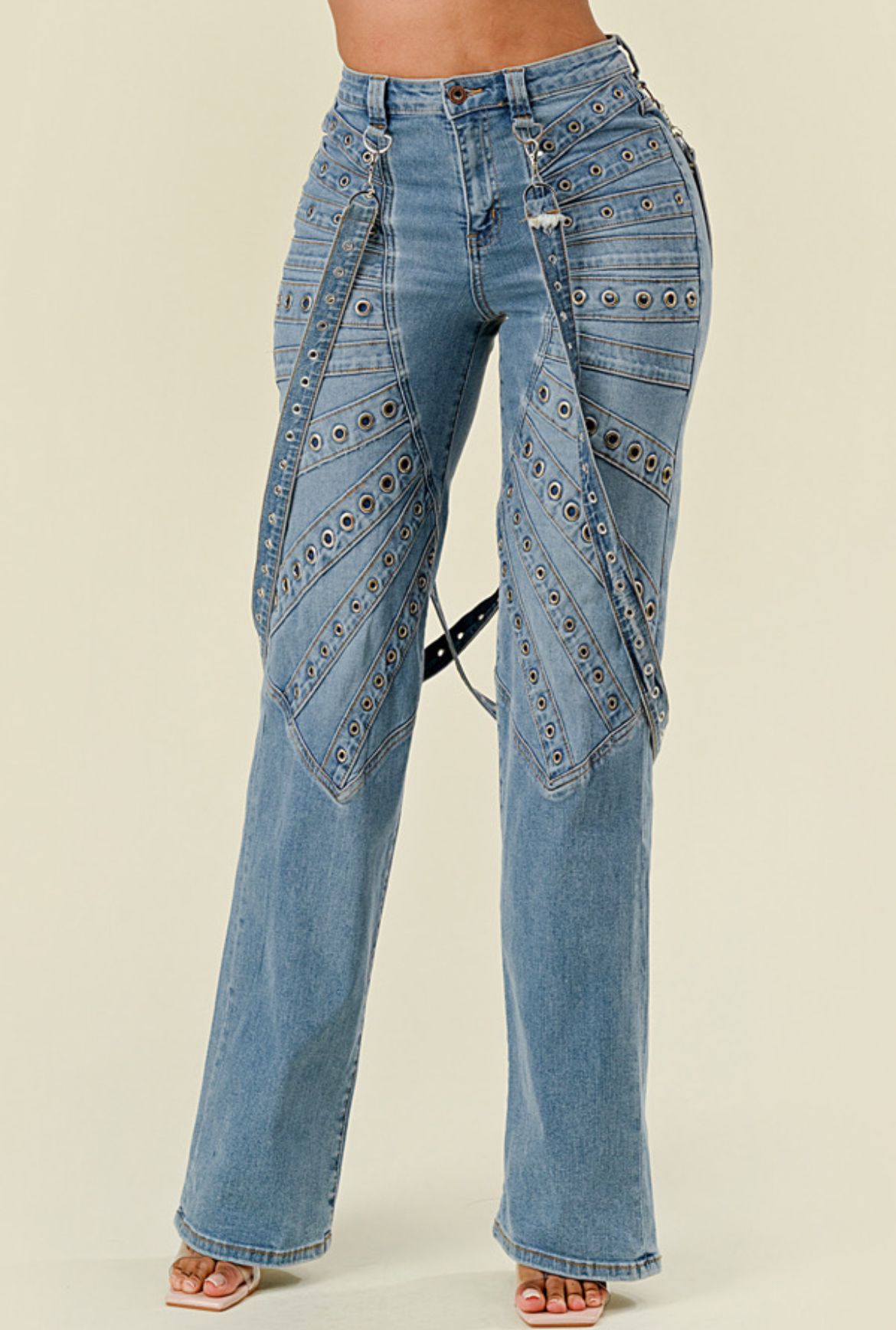 Grommet Denim Jeans