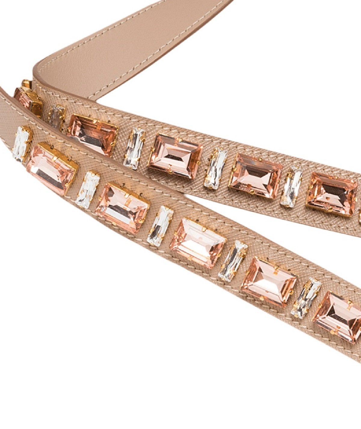 Prada Leather Saffiano Crystal Women's Blush Pink Strap