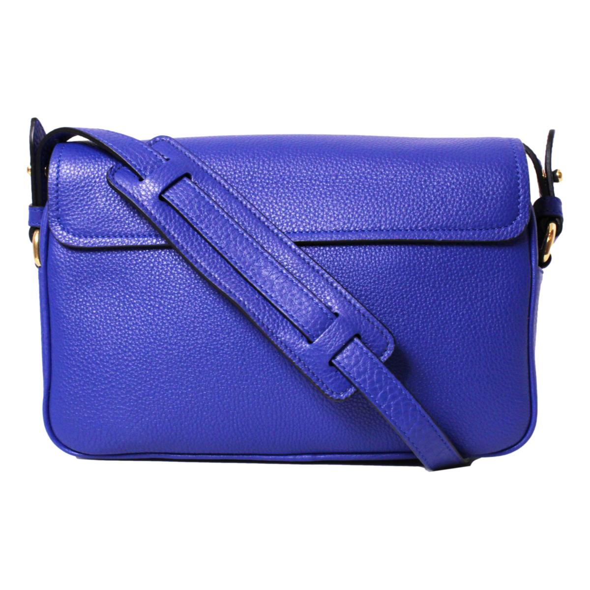 Prada Vitello Phenix Royal Blue Leather Flap Crossbody Bag