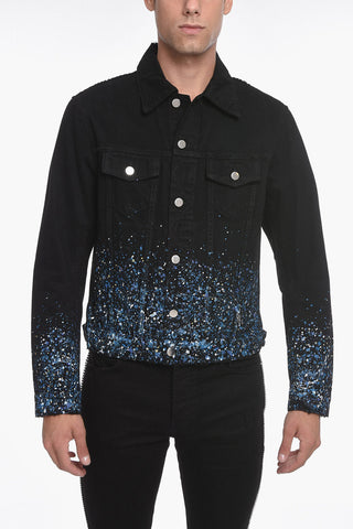 Amiri Denim CRYSTAL PAINTER Overshirt with Sketch Print