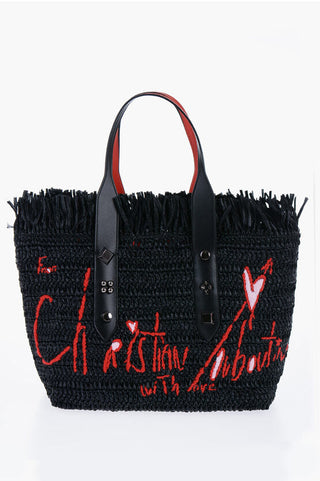 Christian Louboutin Embroidered Rafia FRANGIBUS Bag with Metallic Application